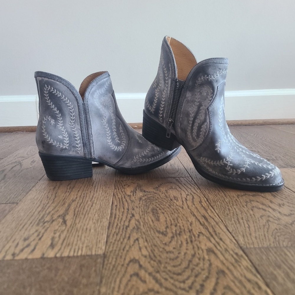 Leather Western Ankle Boots NEW
